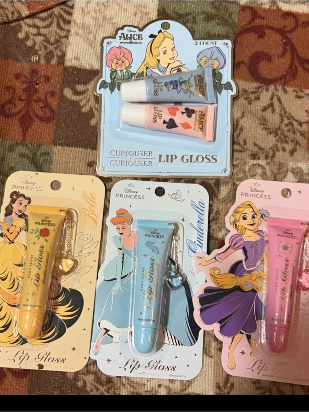 Disney Princess Lip Gloss Set - Pink, Blue, Yellow, Purple